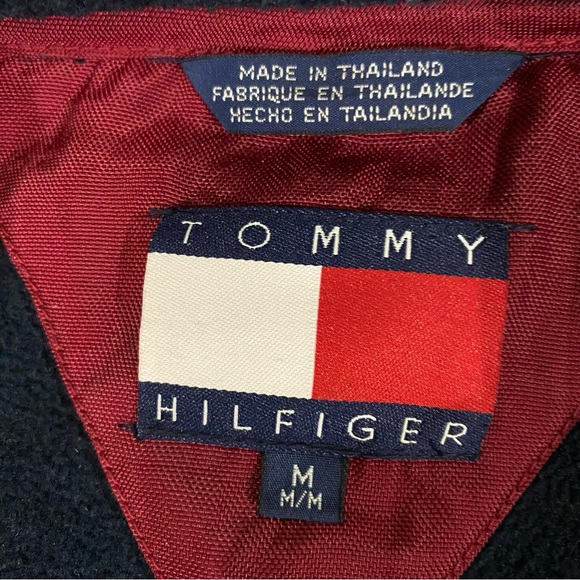 Vintage 90s Tommy Hilfiger Sherpa Fleece Quarter Zip Jacket Embroidered Sz Med - Picture 7 of 11